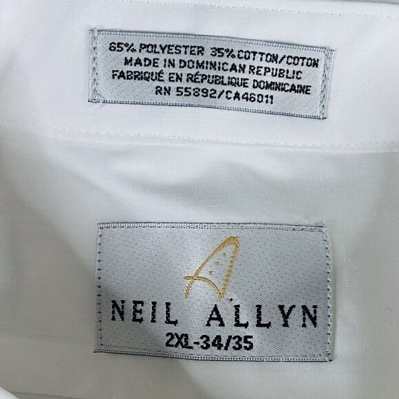 NWT Neil Allyn 18 34/35 2XL Tuxedo Dress Shirt All White Cotton Blend Formal - Picture 3 of 7